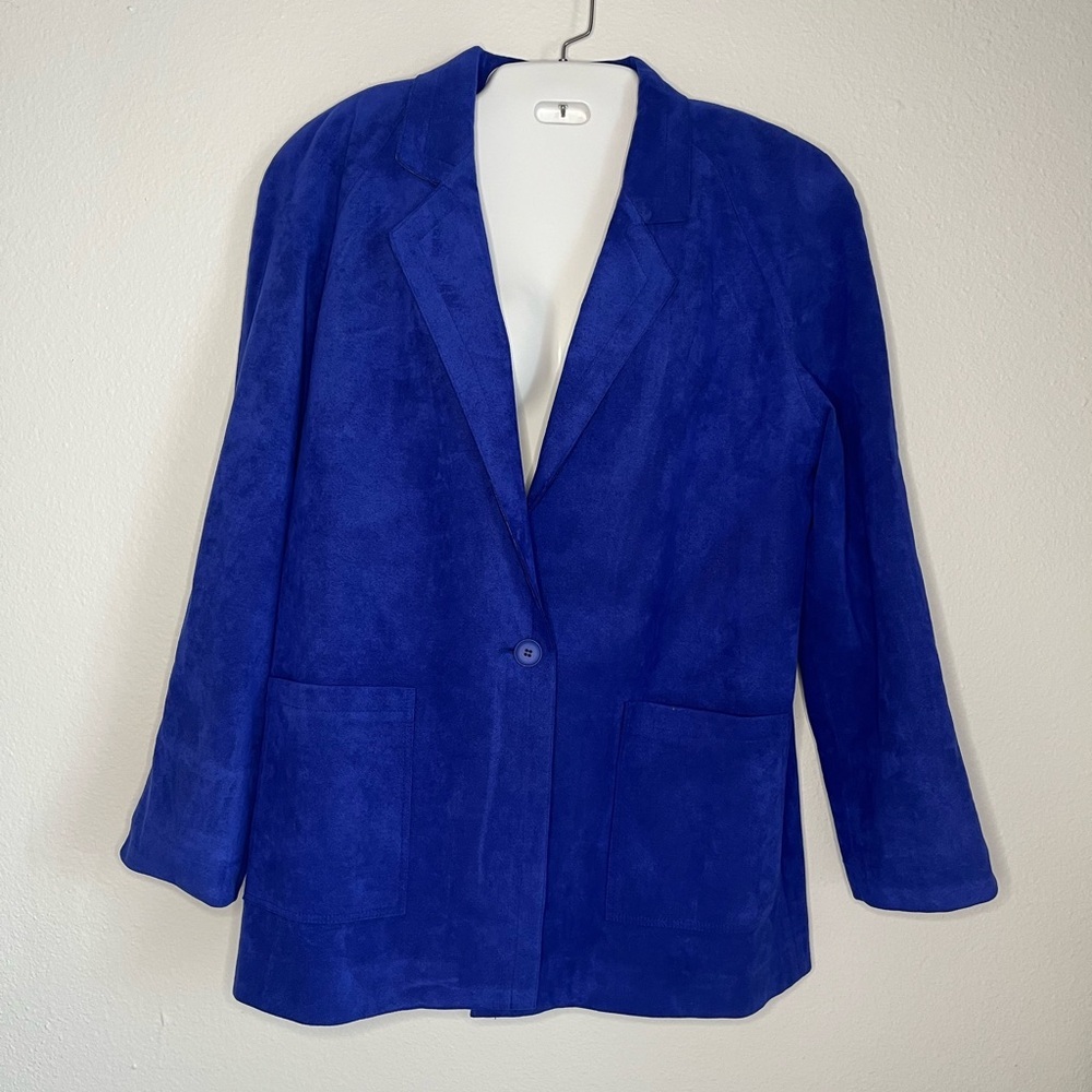 Vintage Lilli Ann Ultrasuede Blazer Royal Blue Sz L 💙